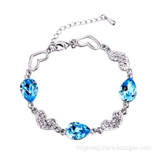 Swarovski copper bracelet, white gold plating